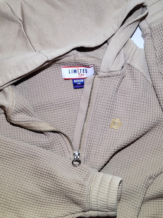 Limited Too Other - Vintage Limited Too Beige Waffle Knit Half-Zip Hoodie with Flower